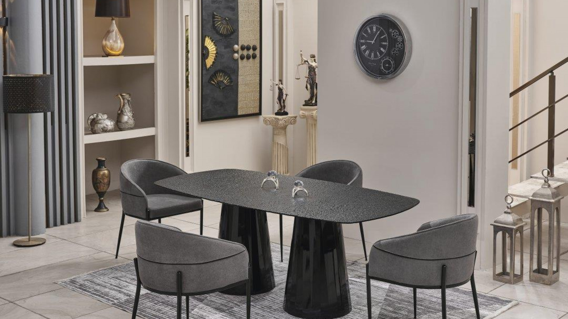 Antik Kristal Glas Esstisch-Set