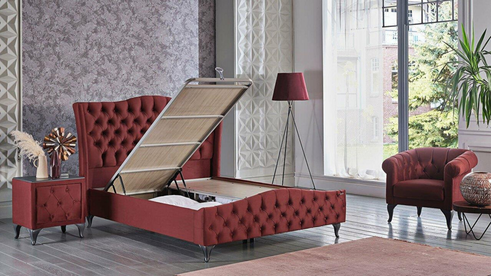 Estonya Bettbox - Weinrot