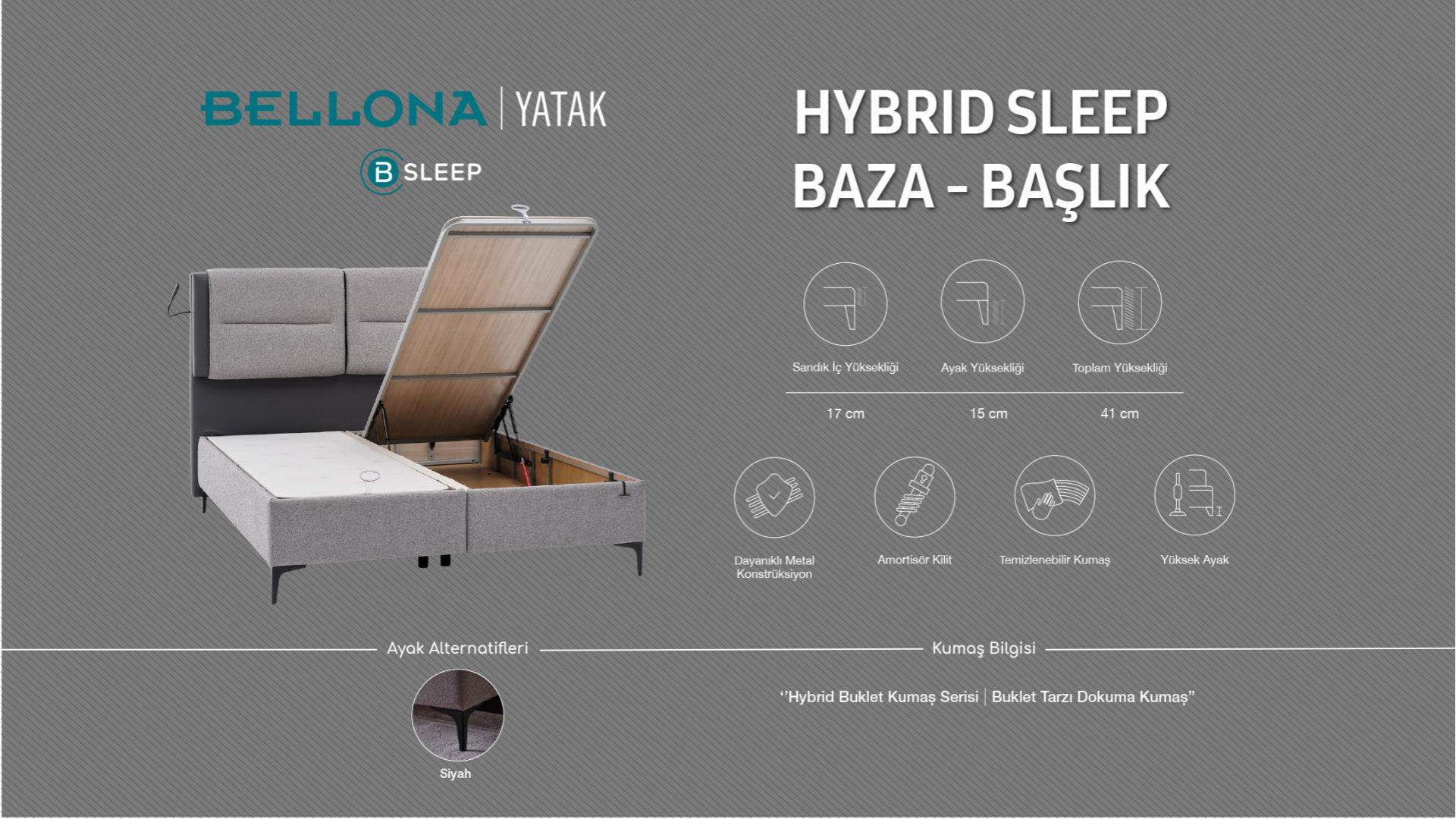 Hybrid Sleep Bettbox - Grau